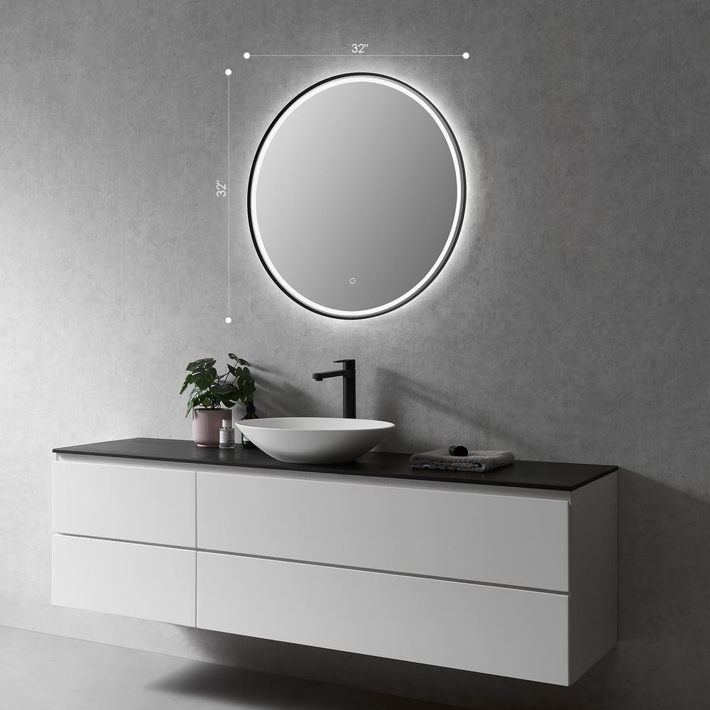 Framed in Matt Black Modern Bathroom/Vanity LED Lighted Wall Mirror