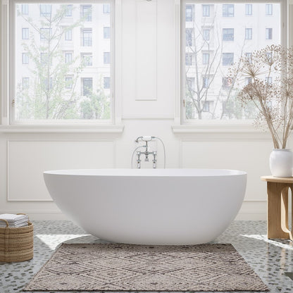59" x 31" Solid Surface Soaking Bathtub and Integrated Overflow