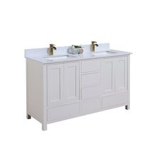 60 in. Composite Stone Vanity Top in Snow White with White Sink
