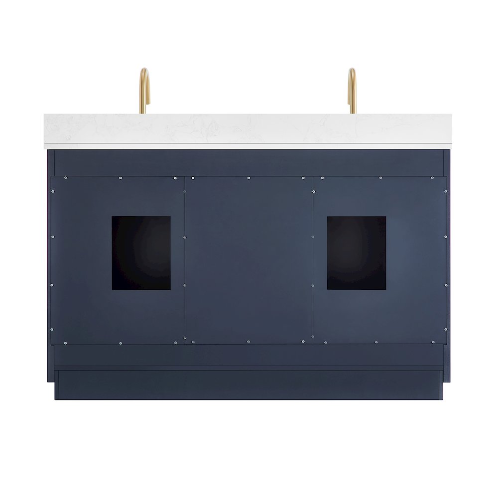 54" Double Bathroom Vanity in Royal Blue with Grain White