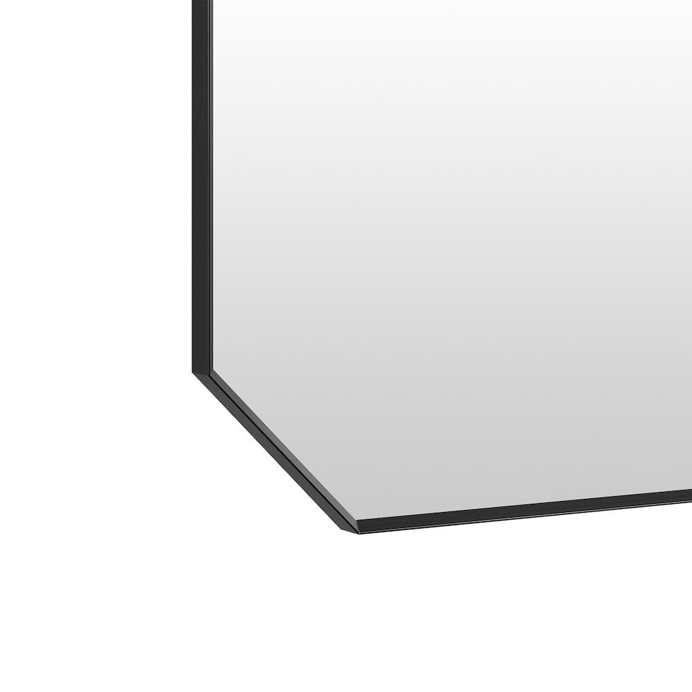 48"x30" Octagon Aluminum Framed in Matte Black Modern Bathroom Wall Mirror