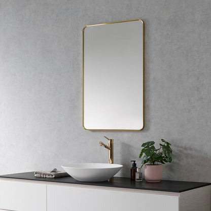 Nettuno 24" Rectangle Bathroom/Vanity Brushed Gold Aluminum Framed Wall Mirror