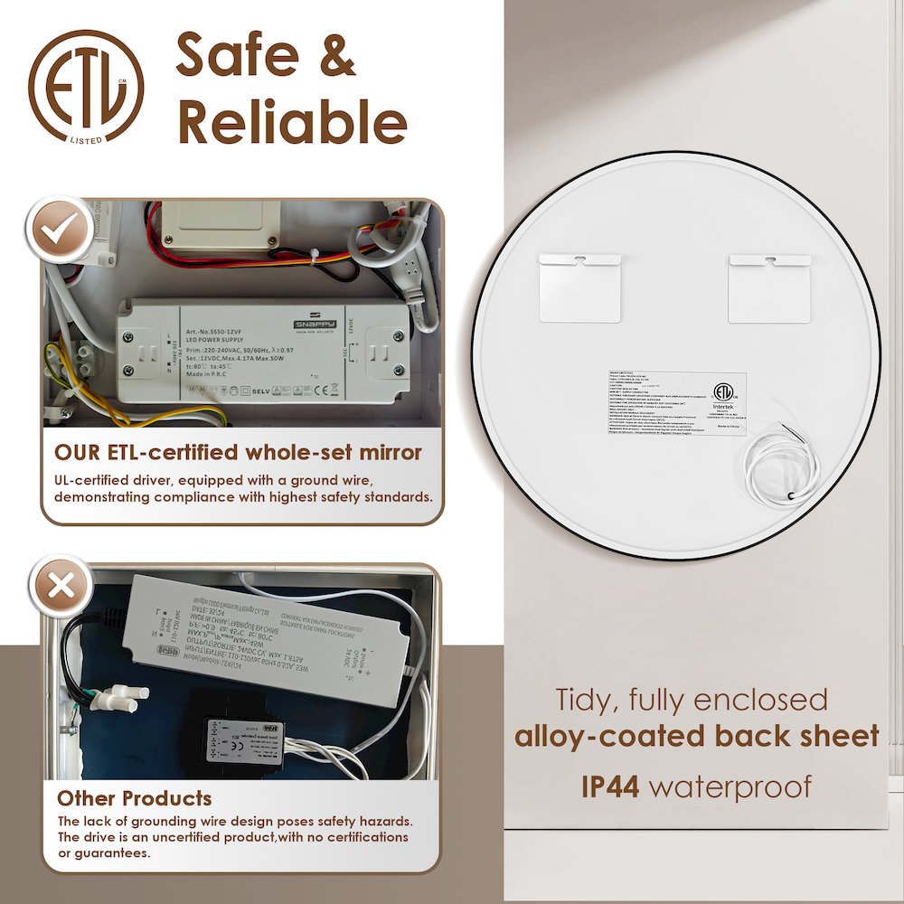 24x24" Round Frameless Surface-Mount Medicine Cabinet