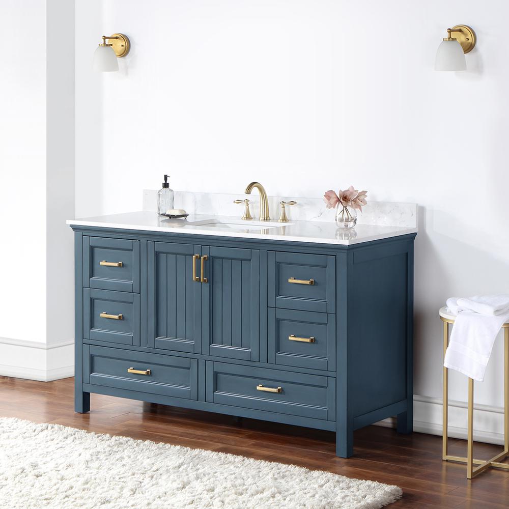60" Single Bathroom Vanity Set in Classic Blue without Mirror
