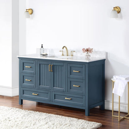 60" Single Bathroom Vanity Set in Classic Blue without Mirror