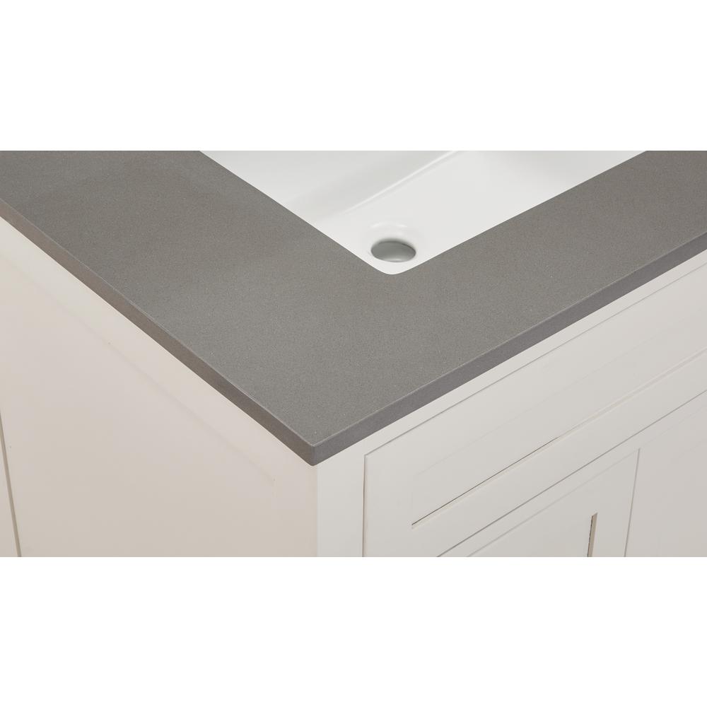 31 in. Composite Stone Vanity Top In Concrete Grey with White  Sink