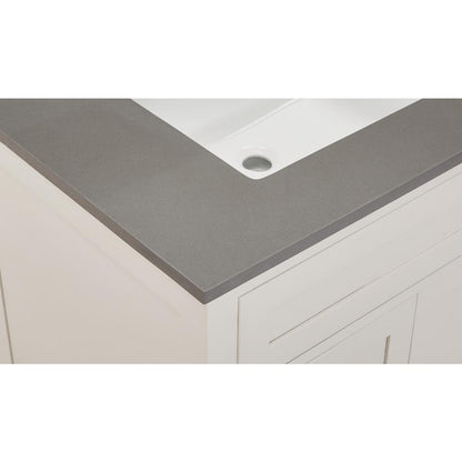 31 in. Composite Stone Vanity Top In Concrete Grey with White  Sink