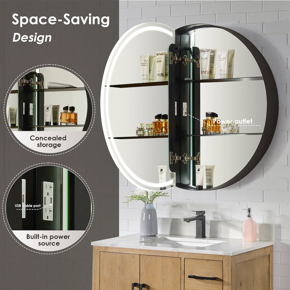 32x32" Round Frameless Surface-Mount Medicine Cabinet