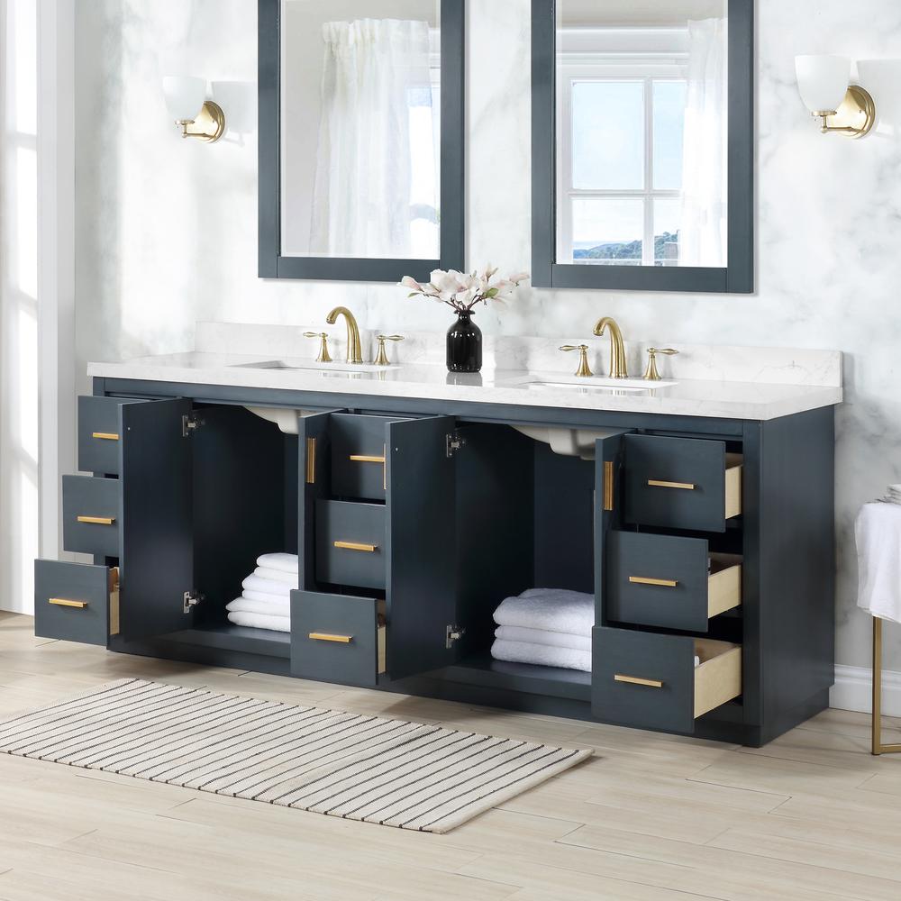84" Double Bathroom Vanity Set in Classic Blue without Mirror