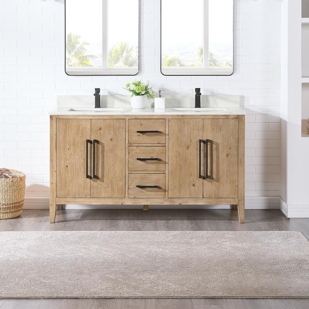 Double Bathroom Cabinet Vanity Base in Top and Sink, no Mirror
