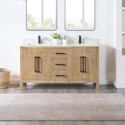 Double Bathroom Cabinet Vanity Base in Top and Sink, no Mirror