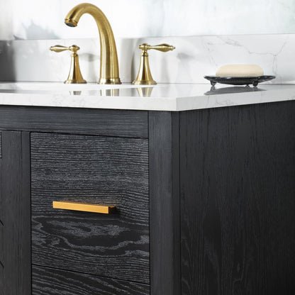 42" Single Bathroom Vanity Set in Black Oak with Mirror