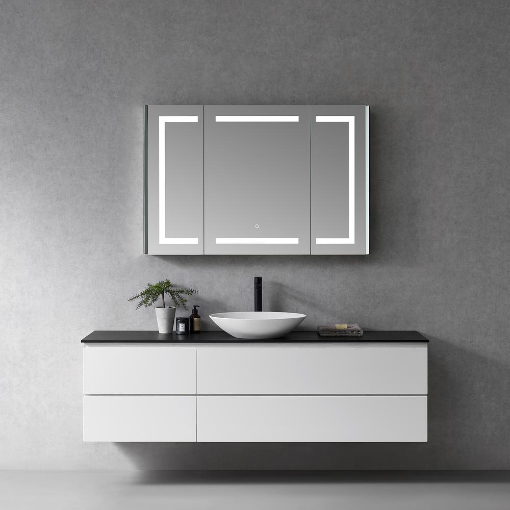 Frameless Surface-Mount/Recessed LED Lighted Bathroom Medicine Cabinet