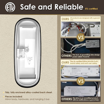 26"x65" Rectangular Anti-Fog Dimmable Modern Bathroom/Dressing