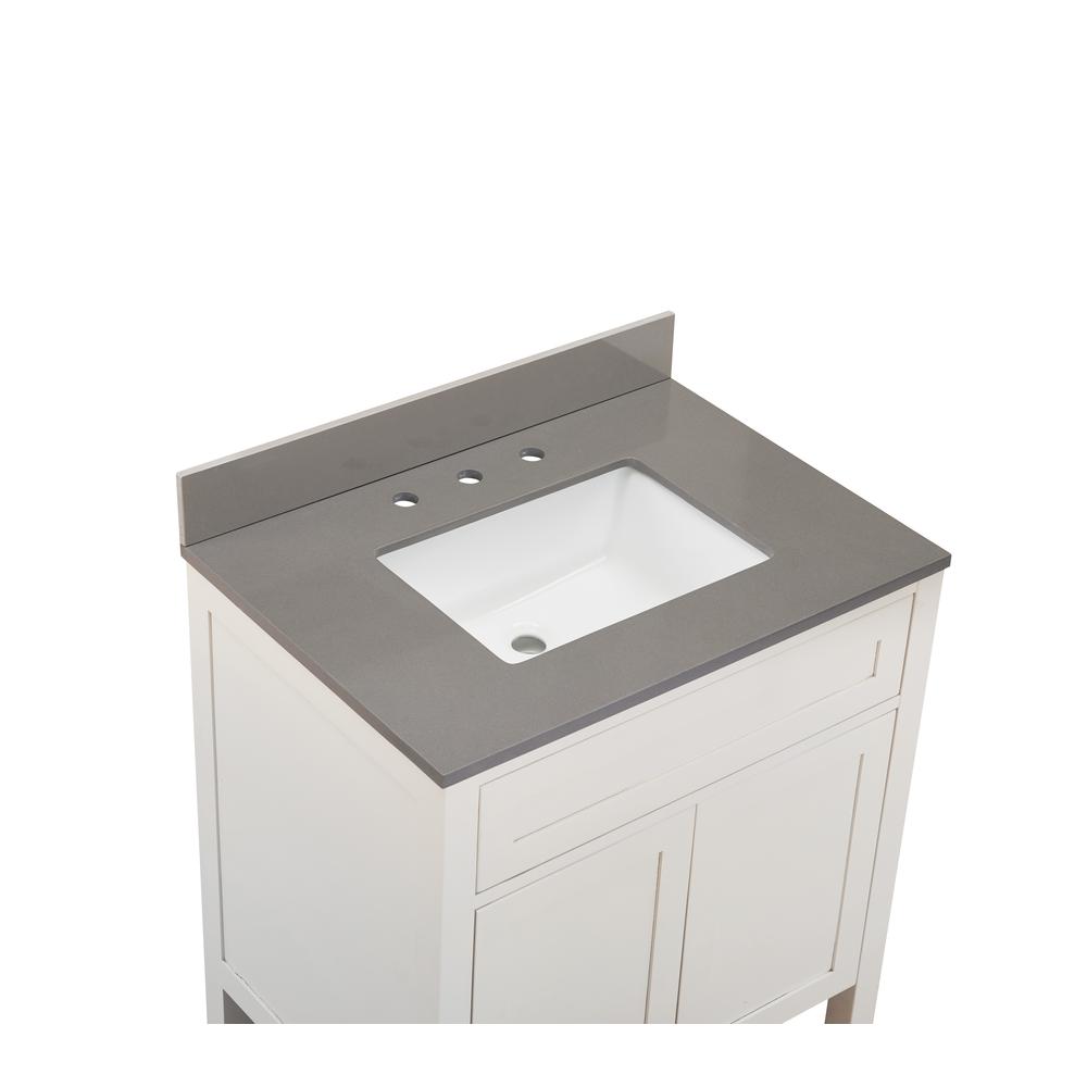 31 in. Composite Stone Vanity Top In Concrete Grey with White  Sink
