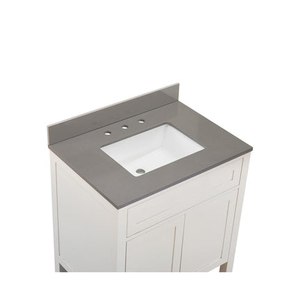 31 in. Composite Stone Vanity Top In Concrete Grey with White  Sink