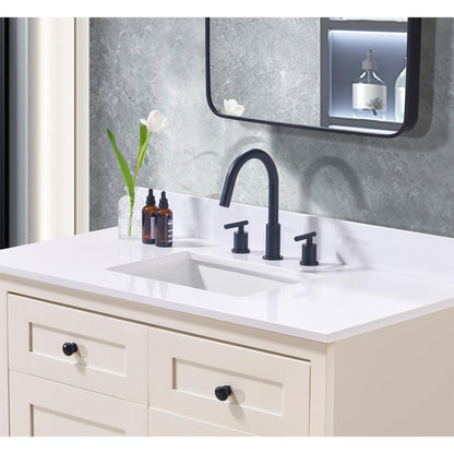 43. in Composite Stone Vanity Top in Snow White with White Sink