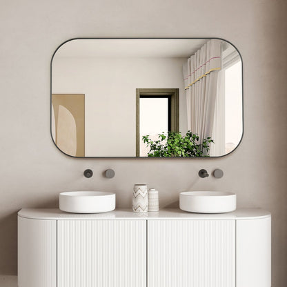 48x30" Rectangular Aluminum Framed in Gunmetal Modern Bathroom Wall Mirror