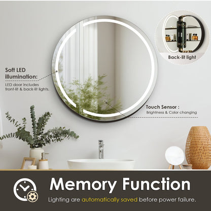 24x24" Round Frameless Surface-Mount Medicine Cabinet