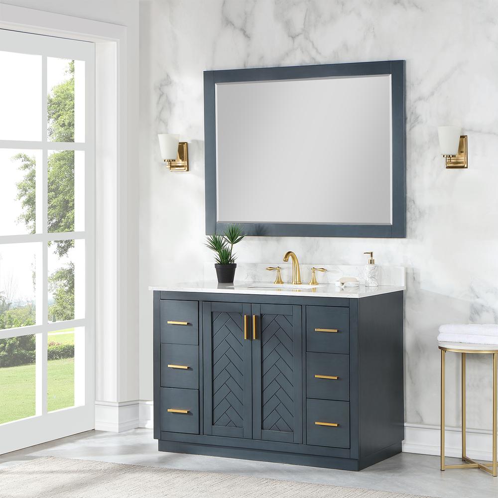 48" Single Bathroom Vanity Set in Classic Blue with Mirror