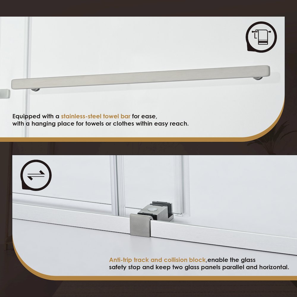 Frameless Exposed Roller Shower Door in Brushed Nickel with Clear Glass