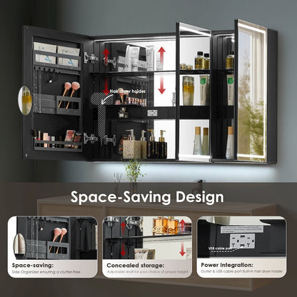 48"x28" Rectangular Frameless Surface-Mount Medicine Cabinet