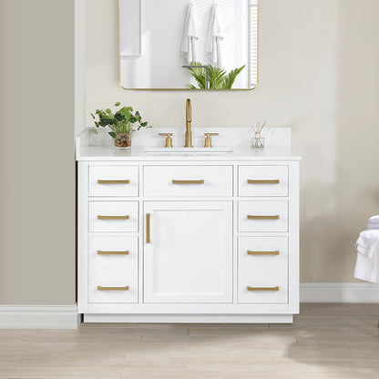 42" Single Bathroom Vanity in White without Mirror