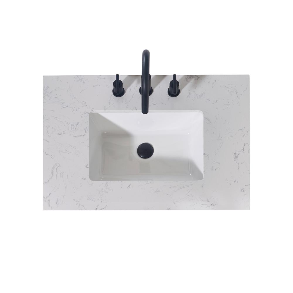 30. in Composite Stone Vanity Top in Aosta White Apron with White Sink