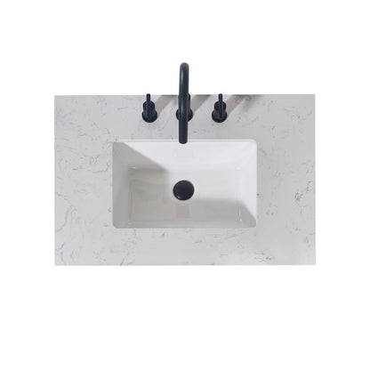 30. in Composite Stone Vanity Top in Aosta White Apron with White Sink