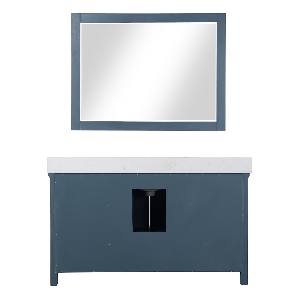 60" Single Bathroom Vanity Set in Classic Blue with Mirror
