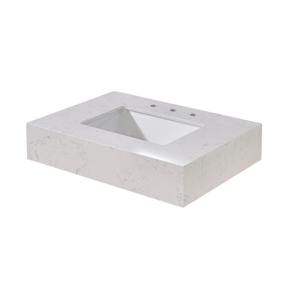 30. in Composite Stone Vanity Top in Aosta White Apron with White Sink