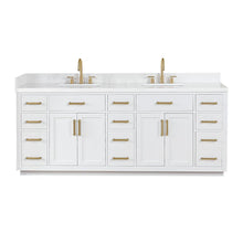 84" Double Bathroom Vanity in White without Mirror