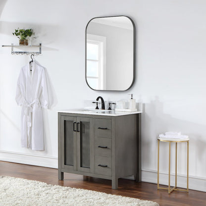 36x30" Rectangular Aluminum Framed in Gunmetal Modern Bathroom Wall Mirror