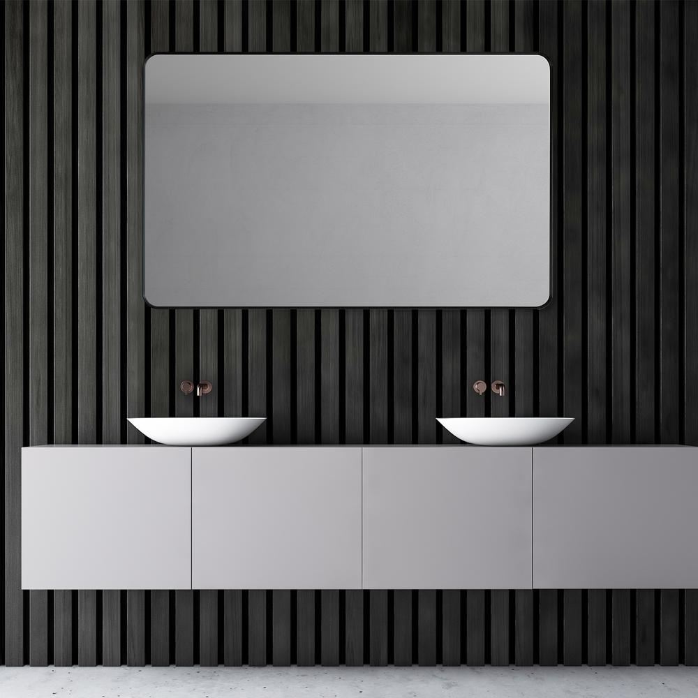 Nettuno 48" Rectangle Bathroom/Vanity Matt Black Aluminum Framed Wall Mirror