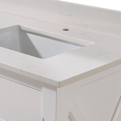 73 in. Composite Stone Vanity Top in Milano White with White Sink
