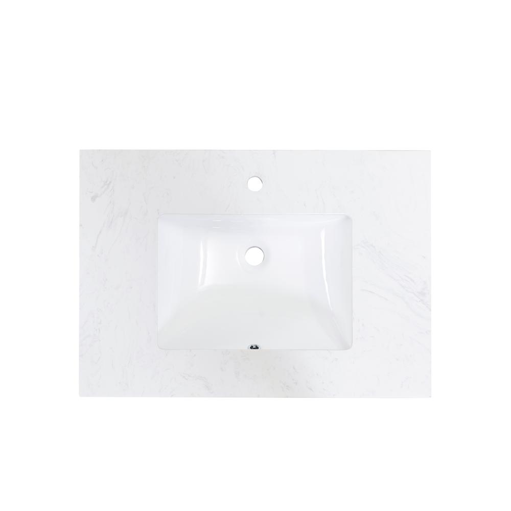 31 in. Composite Stone Vanity Top in Aosta White with White Sink