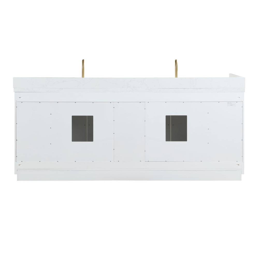 84" Double Bathroom Vanity in White with Mirror
