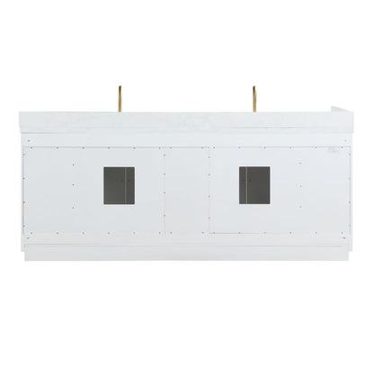 84" Double Bathroom Vanity in White with Mirror