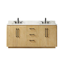 72" Double Bathroom Vanity in Nature Brown with Grain White