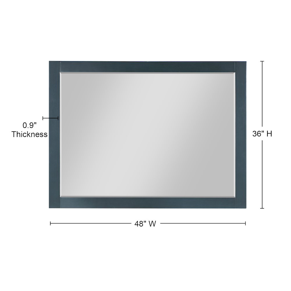 48" Rectangular Bathroom Wood Framed Wall Mirror in Classical Blue
