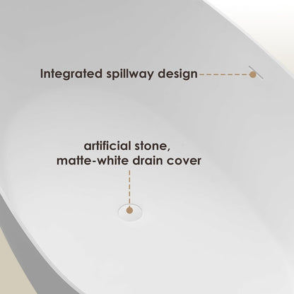 59" x 31" Solid Surface Soaking Bathtub and Integrated Overflow