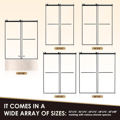 Frameless Exposed Roller Shower Door in Matte Black with Clear Glass