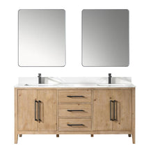 Double Bathroom Vanity in Weathered Fir with Stone Countertop with Mirror