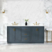 72" Double Bathroom Vanity Set in Classic Blue without Mirror