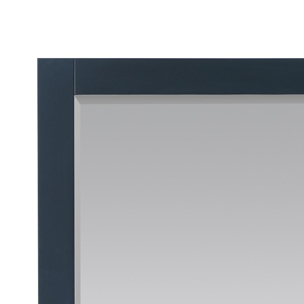 28" Rectangular Bathroom Wood Framed Wall Mirror in Classic Blue