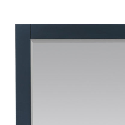 28" Rectangular Bathroom Wood Framed Wall Mirror in Classic Blue
