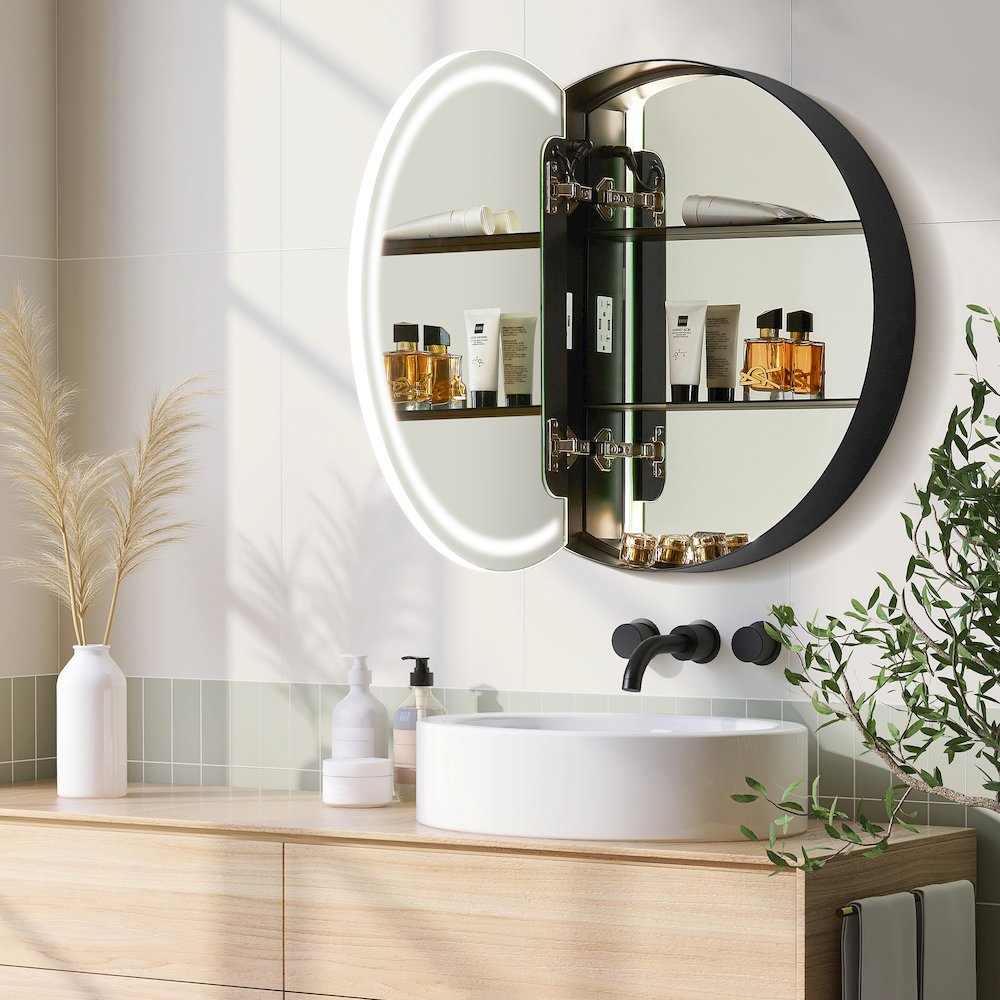 24x24" Round Frameless Surface-Mount Medicine Cabinet