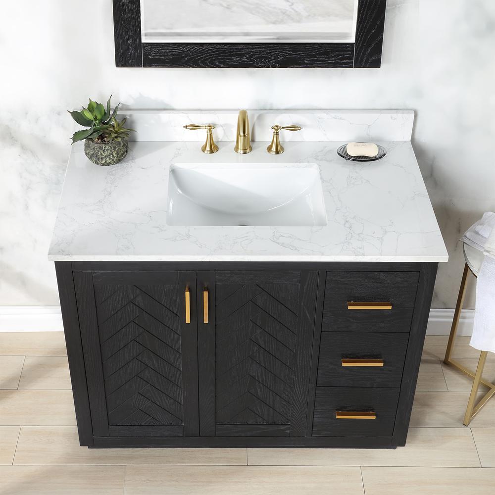 42" Single Bathroom Vanity Set in Black Oak with Mirror