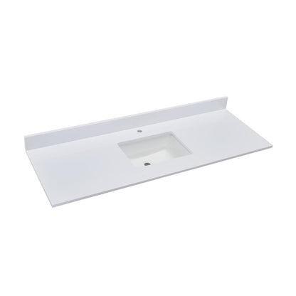 61 in. Composite Stone Vanity Top in Milano White with White Sink