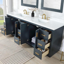 84" Double Bathroom Vanity Set in Classic Blue with Mirror